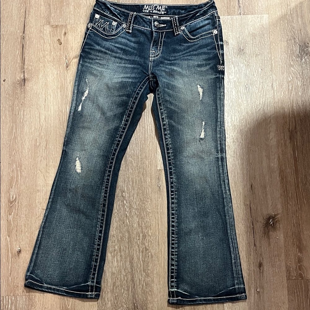 Miss Me The M Series Dark Indigo Distressed Boot Cut Jeans